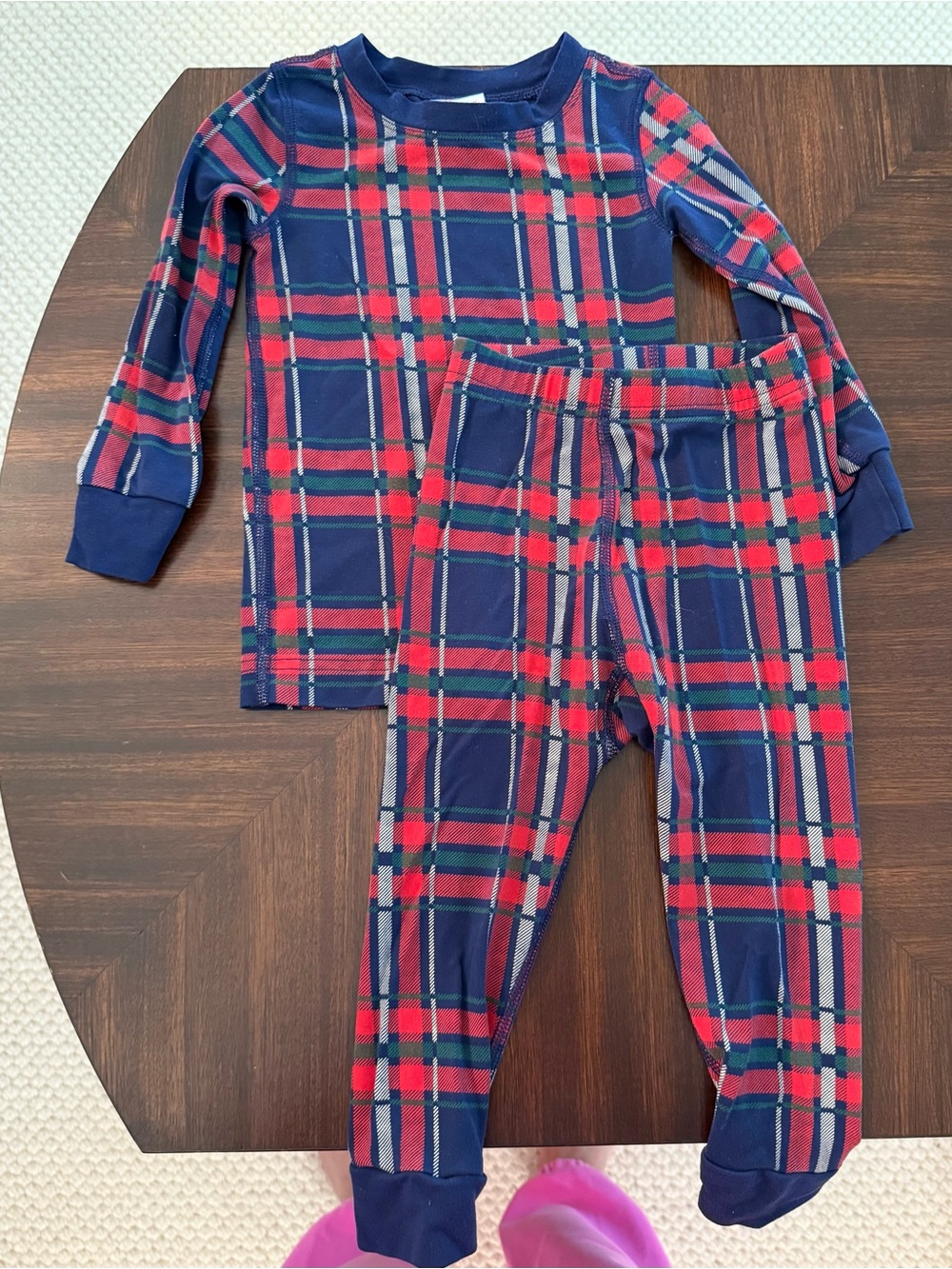 Holiday plaid long-sleeve and pant pajama set from Hanna Andersson